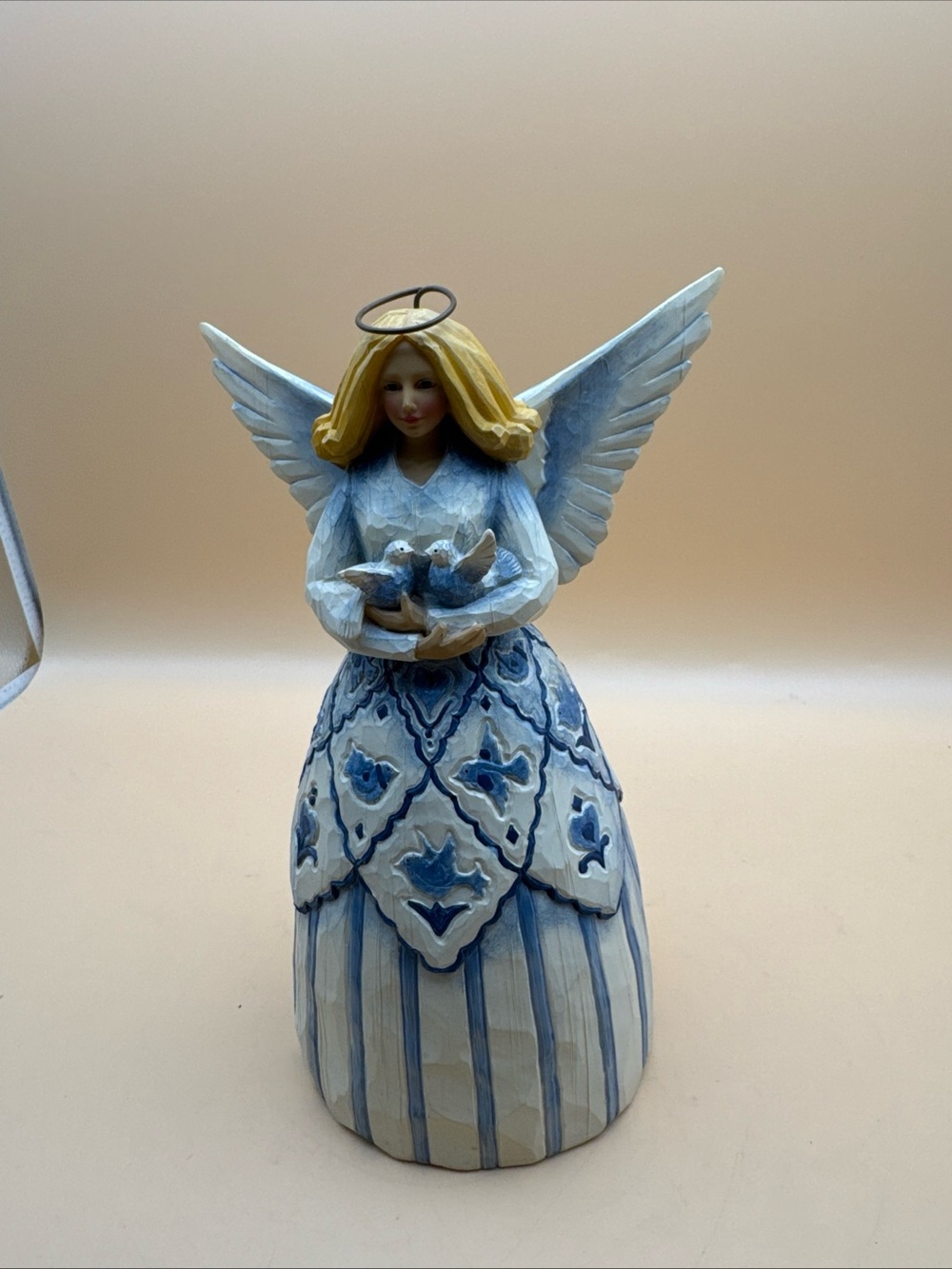 Jim shore Blue and White Angel Figurine Holding Doves